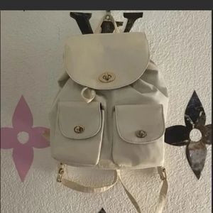 Forever 21 Cream Drawstring Adjustable Strap  Womens Fashion Backpack.preowned